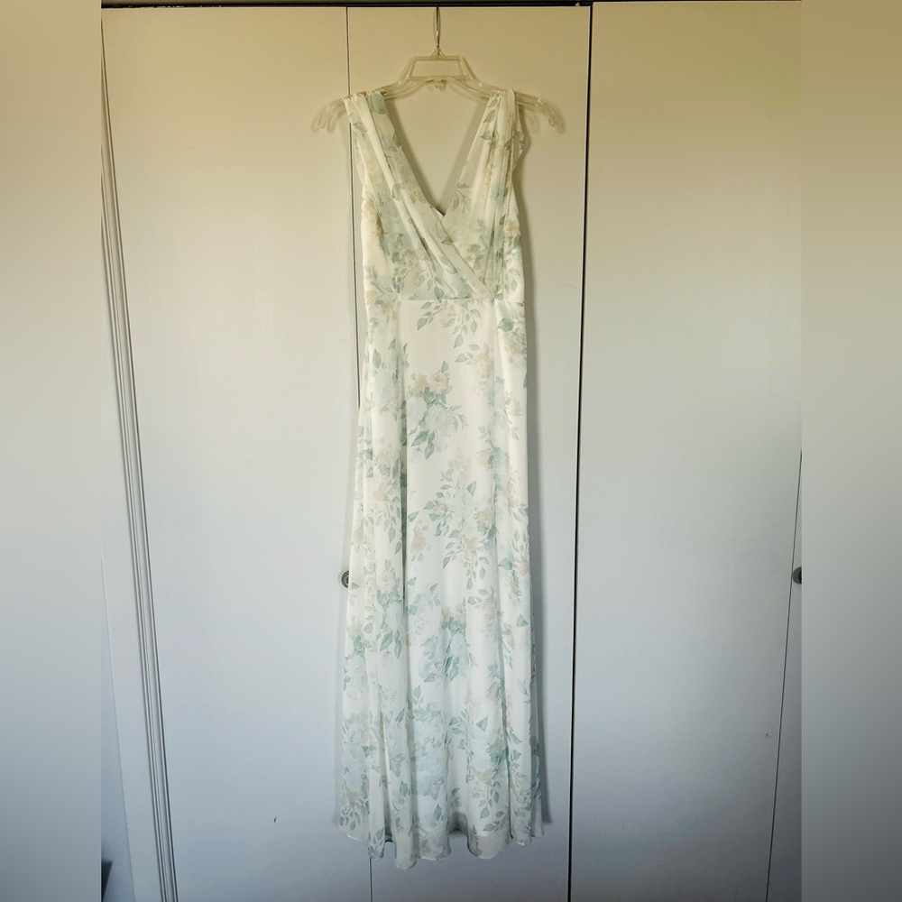 Green and White Floral Bridesmaid Dress